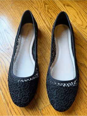 Sophia Taylor Black Lace Ballet Flats Size 9M | Joslyn Style